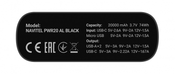 Išorinė baterija Navitel PWR20 AL Black