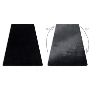 Juodas kailio imitacijos kilimas POSH | 160x220 cm