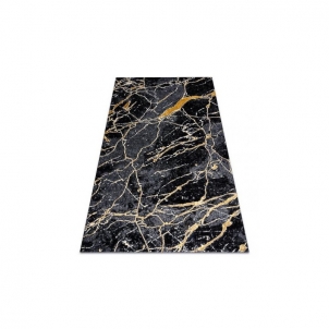 Juodas marmuro rašto kilimas su aukso akcentais GLOSS | 140x190 cm 