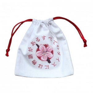Kauliukų maišelis Japanese - Breath of Spring (Baltas su spalvotais motyvais) Ezotērika, rūnas, kauliņi