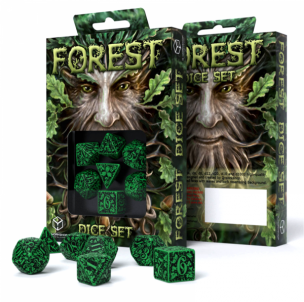 Kauliukų rinkinys Forest Jungle (žalios ir juodos sp.) Q-workshop Žaidimų kauliukai, runos, švytuoklės