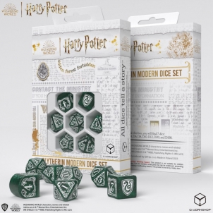 Kauliukų rinkinys Harry Potter. Slytherin Modern Dice (žalios sp.) Žaidimų kauliukai, runos, švytuoklės