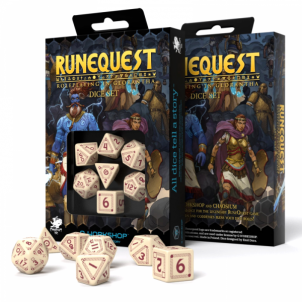 Kauliukų rinkinys Runequest (smėlio ir bordinės sp.) Žaidimų kauliukai, runos, švytuoklės