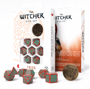 Kauliukų rinkinys The Witcher Triss (raudonos ir turkio sp.) Žaidimų kauliukai, runos, švytuoklės