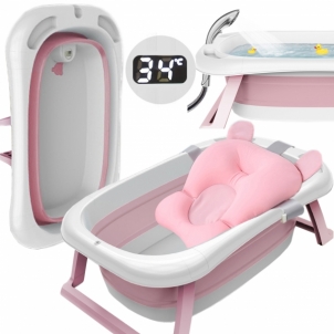 Kelioninė silikoninė vonelė kūdikiui, rožinė Bērnu vanniņas