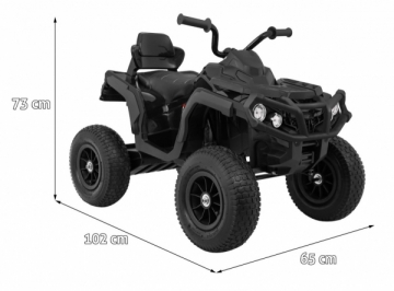 Keturratis Quad ATV su pripučiamomis padangomis, juodas
