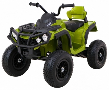 Keturratis Quad ATV su pripučiamos padangomis, žalias Bērnu elektromobīļi