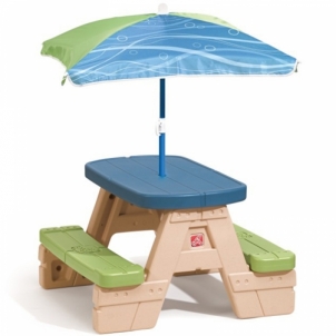 Keturvietis pikniko stalas su skėčiu Step2 Žaidimų aikštelės, supynės