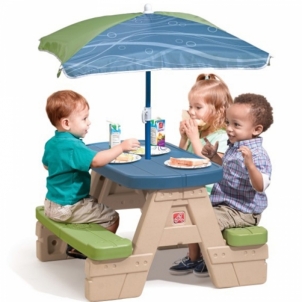 Keturvietis pikniko stalas su skėčiu Step2
