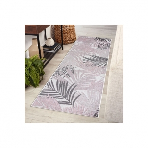 Kiliminis takelis su rožiniais akcentais SISAL SION Palmių lapai | 70x300 cm