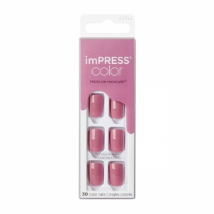 Klijuojami nagai KISS Self-adhesive nails imPRESS Color Petal Pink 30 pcs Dekoratyvinė kosmetika nagams