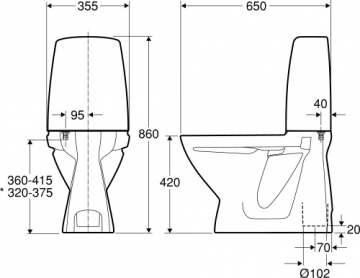Kombinuotas unitazas SIGN, vertical, 2/4 ltr. Fresh WC funkcija