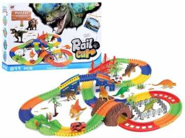 Lenktynių trasa Dinozaurų parkas (211 dalių) Car racing tracks for kids