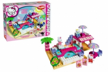 57021 PlayBig Hello Kitty Vieno aukšto namas su baseinu 87pcs. Konstruktori bērniem