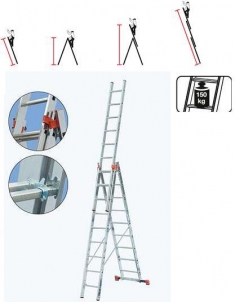 Kopečios KRAUSE Secury Multigrip aliuminės 3 dalių 6 pakopų Ladder