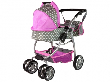 Kūdikių lėlių vežimėlis su krepšiu