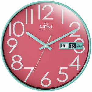 Laikrodis Prim Nástěnné hodiny s datem a dnem v týdnu MPM Date Style E01.4301.4323 Interjero laikrodžiai, metereologinės stotelės