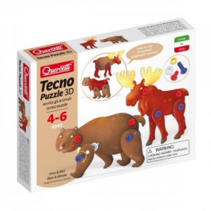 Lavinamasis žaislas 0542 Quercetti Tecno Puzzle 3D Bear and Moose 
