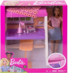 Lėlė FXG52 Barbie Doll and Furniture Set, Loft Bed with Transforming Bunk Beds
