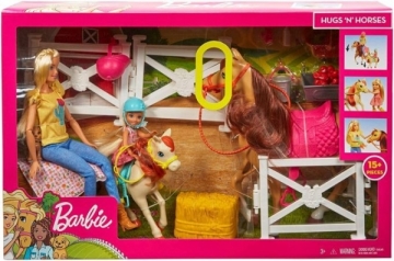 Lėlė FXH15 Hugs N Horses - playset Barbie and Chelsea and 2 horses MATTEL