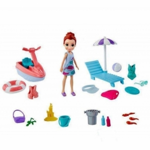 Lėlė GFT96 / GFT95 Polly Pocket Surf Splash Playset 3 inch Polly Big Doll with Beach Toys for girls