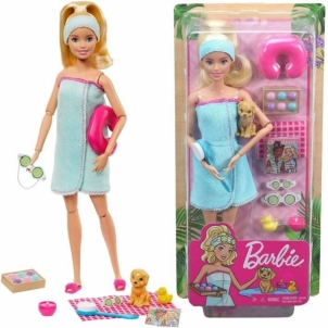 Lėlė GJG55 Barbie Spa Doll, Blonde, with Puppy and 9 MATTEL SPA