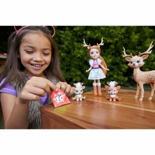 Lėlė GNP17 / GJX43 Enchantimals Rainey Reindeer Doll & Family MATTEL 