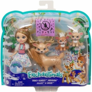Lėlė GNP17 / GJX43 Enchantimals Rainey Reindeer Doll & Family MATTEL