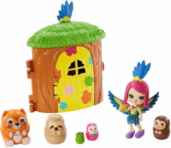 Lėlė GTM49 / GTM46 Enchantimals Peeki Parrot and Tree House Doll with Surprise Matrioska Pet and Toy Hous
