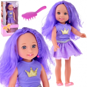 Lėlė violetiniais plaukais, 38 cm