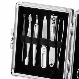 Manikiūro rinkinys Three Seven Manicure set Silver case - 11 tools