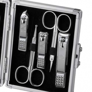 Manikiūro rinkinys Three Seven Manicure set Silver case - 11 tools