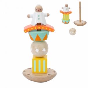 Medinė balansuojanti piramidė - Klounas Organic toys