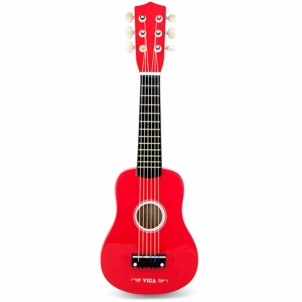 Medinė gitara vaikams, raudona Muzikālā rotaļlietas