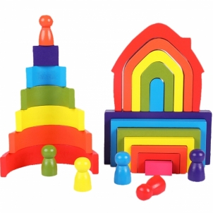 Medinė piramidė - Vaivorykštė Mediniai žaislai