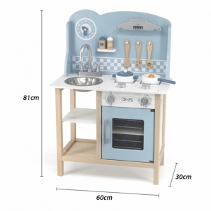Medinė virtuvė su priedais VIGA PolarB, sidabrinės/mėlynos spalvos
