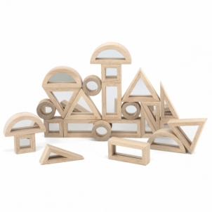 Mediniai veidrodiniai dėlionės blokai, 24 elementai Mediniai žaislai