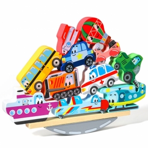 Medinis balansavimo žaislas - Transporto priemonės Attīstošās koka rotaļlietas