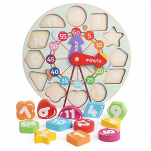 Edukacinis medinis laikrodis vaikams Lavinimo žaislai