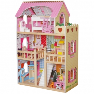 Medinis lėlių namas, 60x33x90 cm Lavinimo žaislai