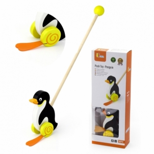 Medinis stumiamas žaislas - Pingvinas Rotaļlietas zīdaiņiem