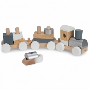 Medinis traukinukas su kaladėlėmis - Viga Toys Mediniai žaislai