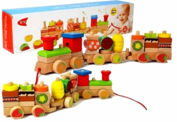 Medinis traukinukas su vaisiais Bioloģiskā rotaļlietas