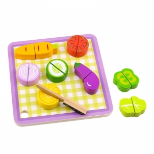 Medinių daržovių pjaustymo rinkinys Tooky Toy (vaikams nuo 18 mėn.) Vaikiškos virtuvėlės