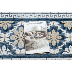 Mėlynas struktūrinis kilimas su raštais BOTANIC Boho | 78x150 cm 