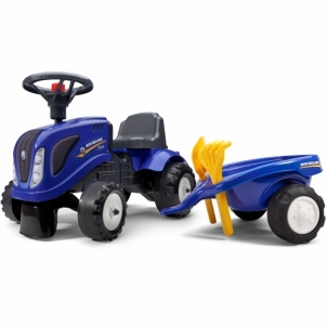 Minamas pedalais traktorius su priekaba, mėlynas 