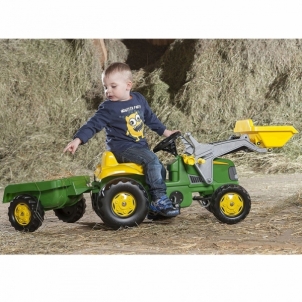 Minamas Traktoriaus Rolly Toys John Deere su kaušu ir priekaba 2-5 m.