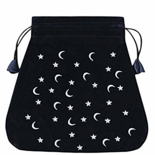 Moon And Stars velvetinis juodas maišelis kortoms 