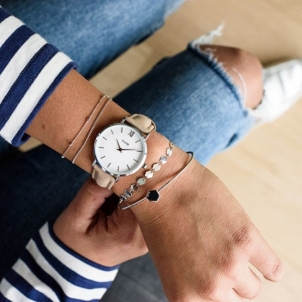 Moteriškas laikrodis Cluse Minuit Silver White/Hazelnut CL30044