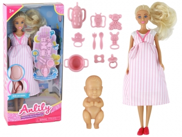 Nėščia lėlė Anlily su priedais Izglītojošās rotaļlietas